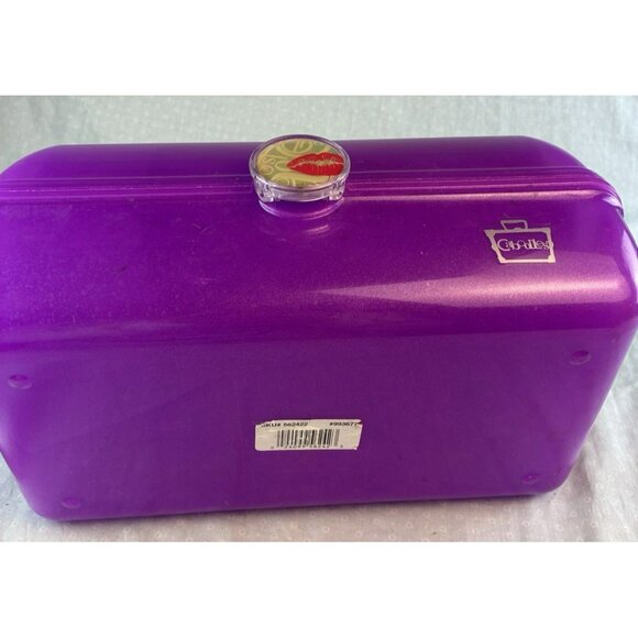 Vintage 90s Caboodles Purple Glitter Cosmetic Case 5622 With Clasp Mirror - Picture 10 of 10